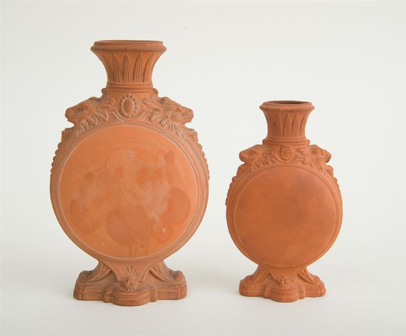 Appraisal: Two Watcombe Terracotta Co TorquayMoon Flasks With impressed marks circa