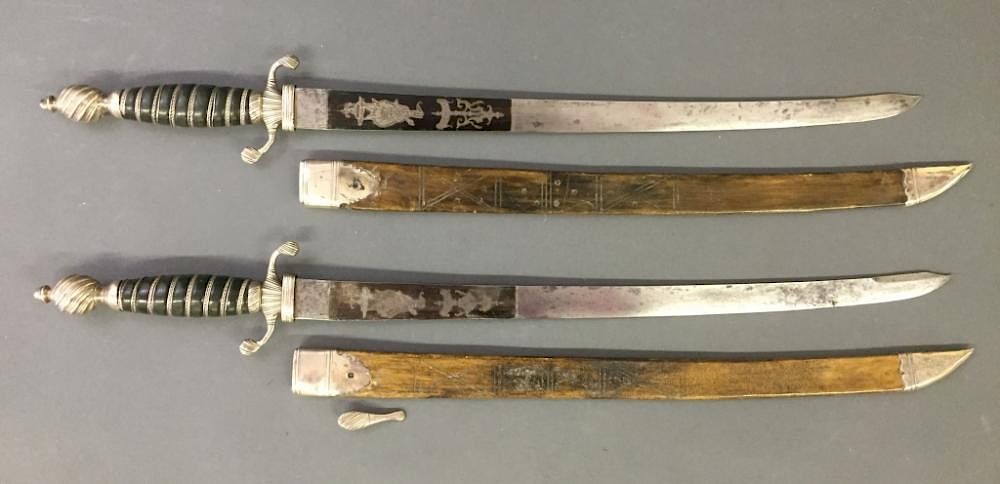 Appraisal: Pair of Austrian Pandur Hanger Swords Pair of Austrian Pandur