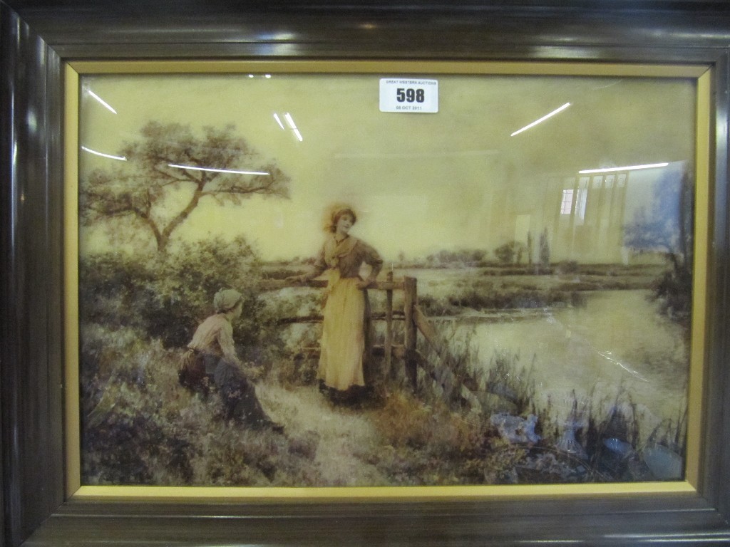 Appraisal: Framed Chrystoleum of figures in a landscape