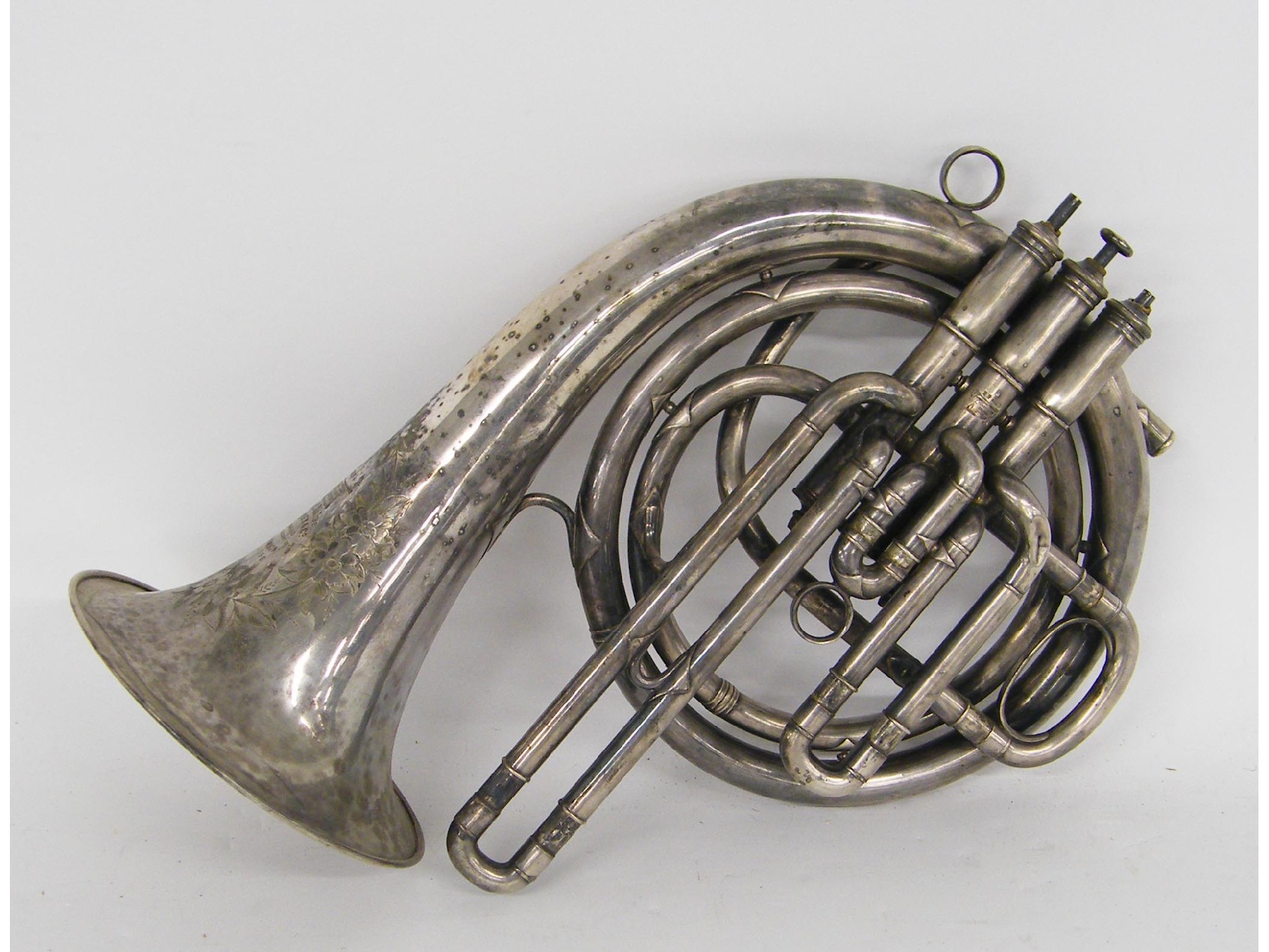 Appraisal: English silver plated B flat ballad horn by and stamped