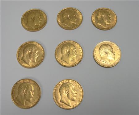 Appraisal: G B Edward VII eight sovereigns x