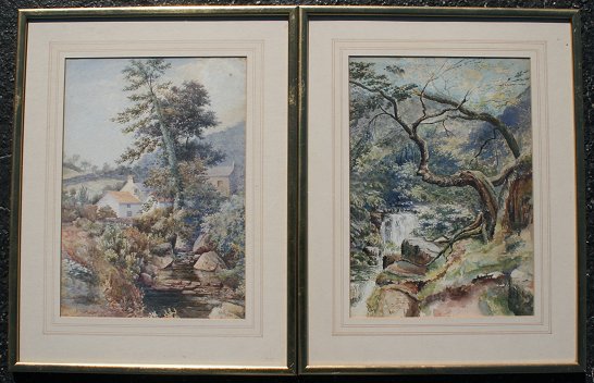 Appraisal: EXCEPTIONAL WATERCOLOR PAINTINGS DATED Both pieces depict country streams one