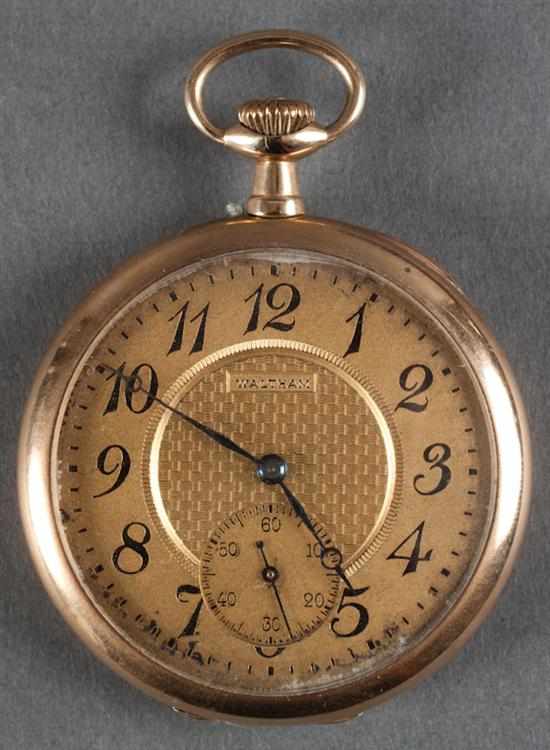 Appraisal: Waltham K yellow gold open face pocket watch movement marked