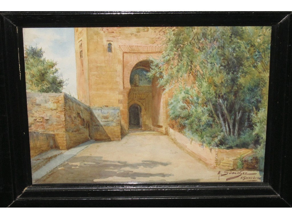 Appraisal: A SANCHEZ Watercolour 'Alhambra' signed and entitled