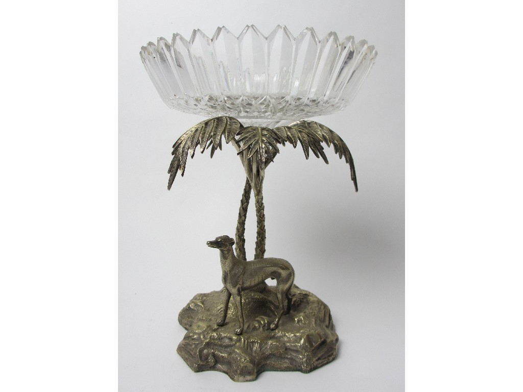 Appraisal: A silver plated and moulded glass centrepiece modelled as a