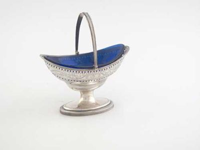 Appraisal: A George III navette shaped sugar basket with pierced and