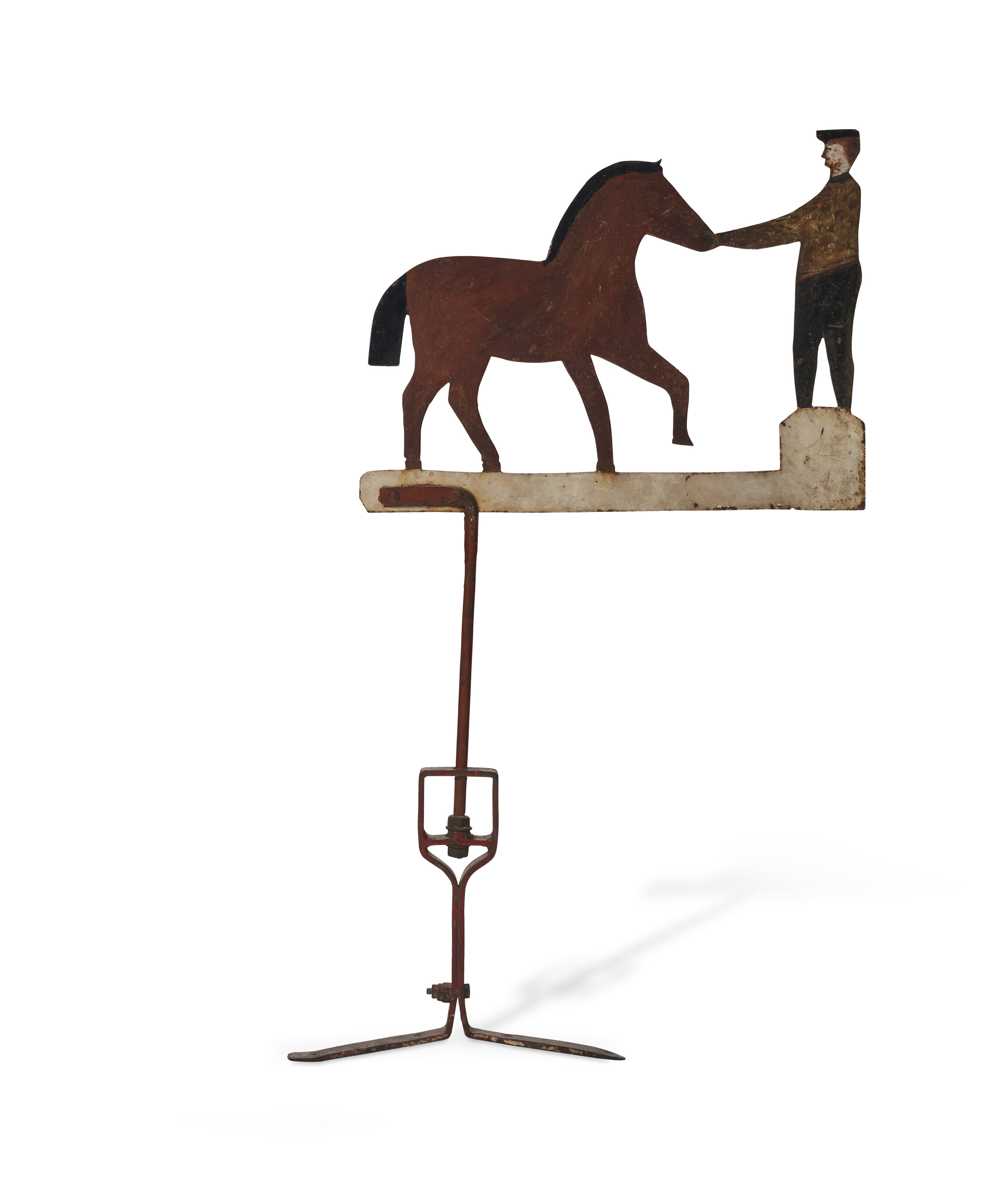 Appraisal: A CAST IRON MAN AND HORSE WEATHERVANE INDIANA CIRCA -