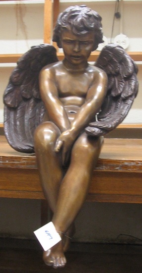 Appraisal: FIGURAL BRONZE SCULPTURE the classical figure of a winged angel