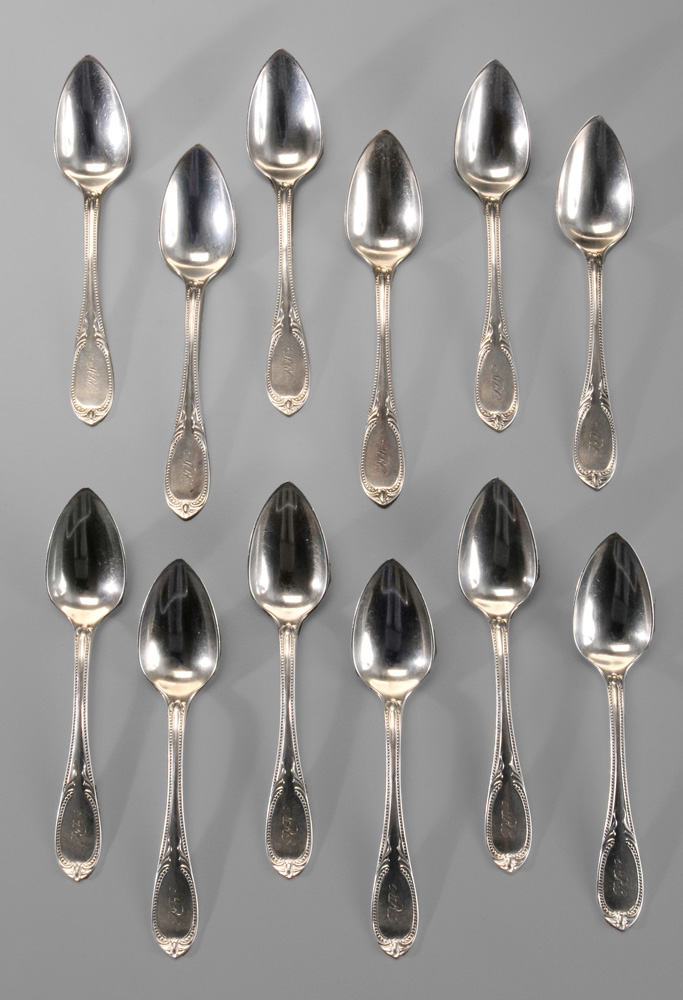 Appraisal: Set of Mitchell Tyler Coin Silver Teaspoons American th century