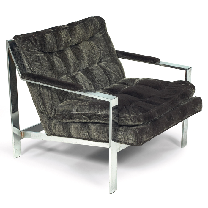 Appraisal: Milo Baughman lounge chair by Thayer Coggin chromed metal frame