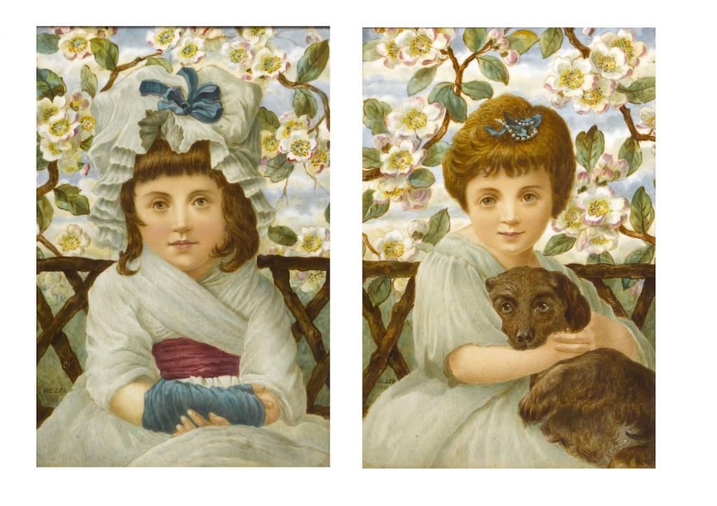 Appraisal: A PAIR OF COPELAND PLAQUES painted by H C Lea