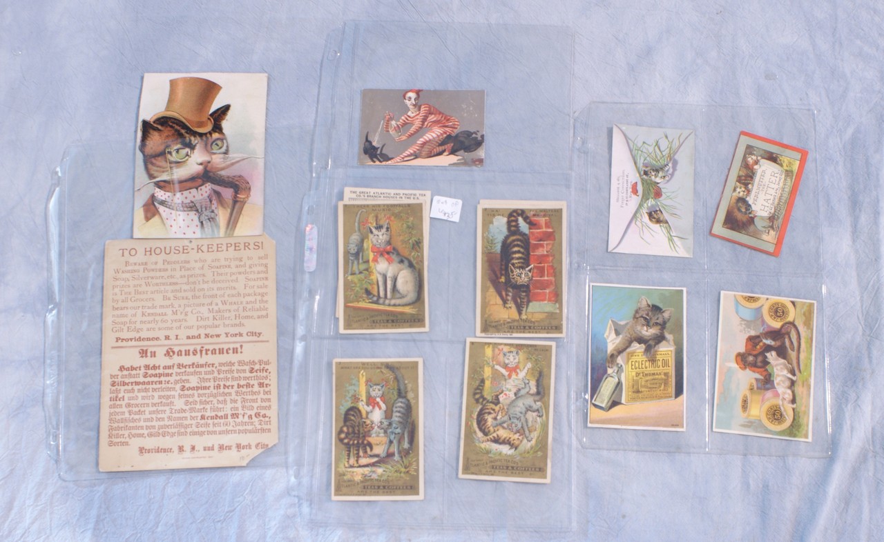 Appraisal: Cats ephemera trade cards post cards and die cuts more