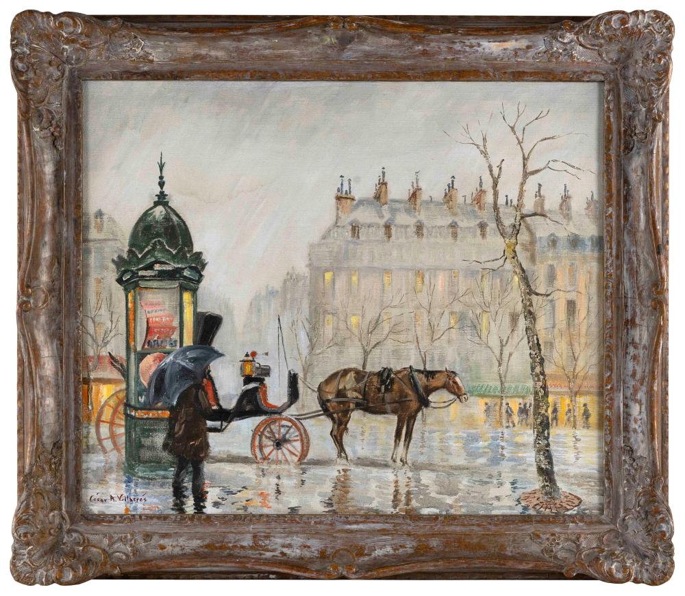 Appraisal: CESAR A VILLACRES AMERICA ECUADOR - PARIS STREET SCENE OIL