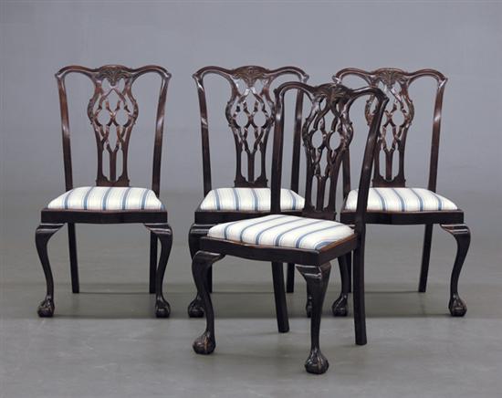 Appraisal: Georgian style carved mahogany side chairs set of four late