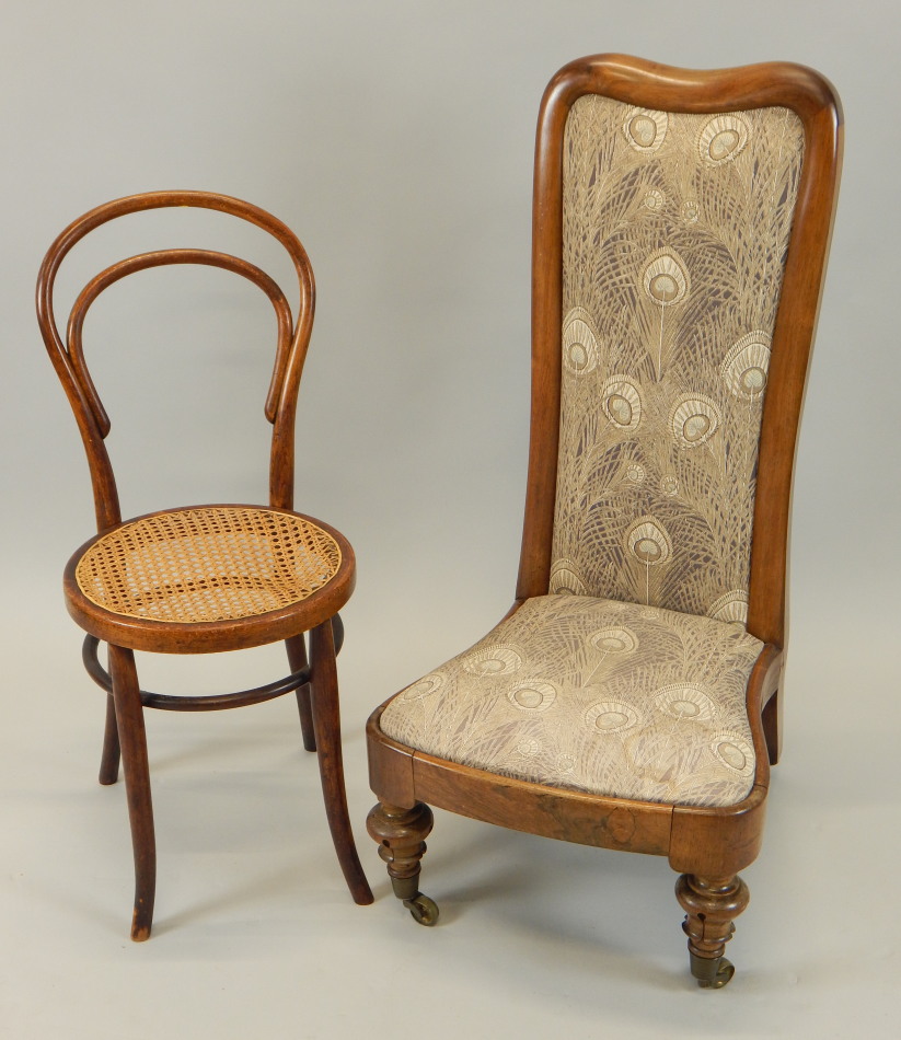 Appraisal: A thC rosewood prie dieu chair with a padded back