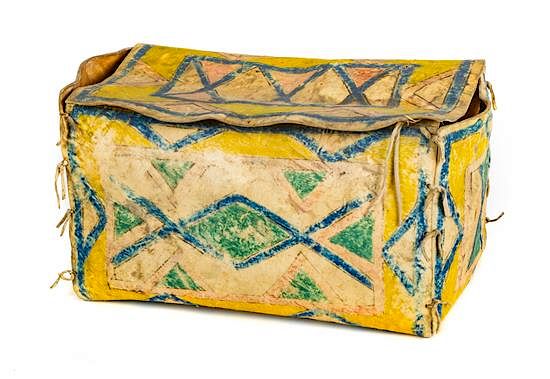 Appraisal: Lakota Sioux Polychrome Parfleche Box Height x length x depth