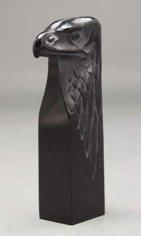 Appraisal: Lalique molded partial frosted black glass eagle-form seal th century