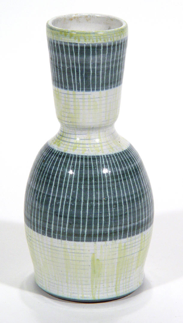 Appraisal: Early Rye pottery vase with pinched neck painted with black