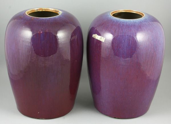 Appraisal: Pair of th Century glazed porcelain tea caddy jars without