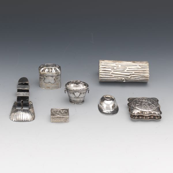 Appraisal: A GROUP OF SILVER OBJECTS to Small Austrian pill box