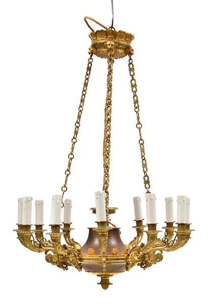 Appraisal: A FINE QUALITY GILT BRONZE CEILING CANDELABRA TH CENTURY with