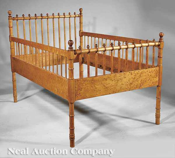 Appraisal: A Rare American Maple Faux Bamboo Youth Bed c -