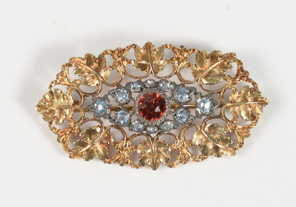 Appraisal: Buccellati Karat Gold Brooch set with center red stone surrounded