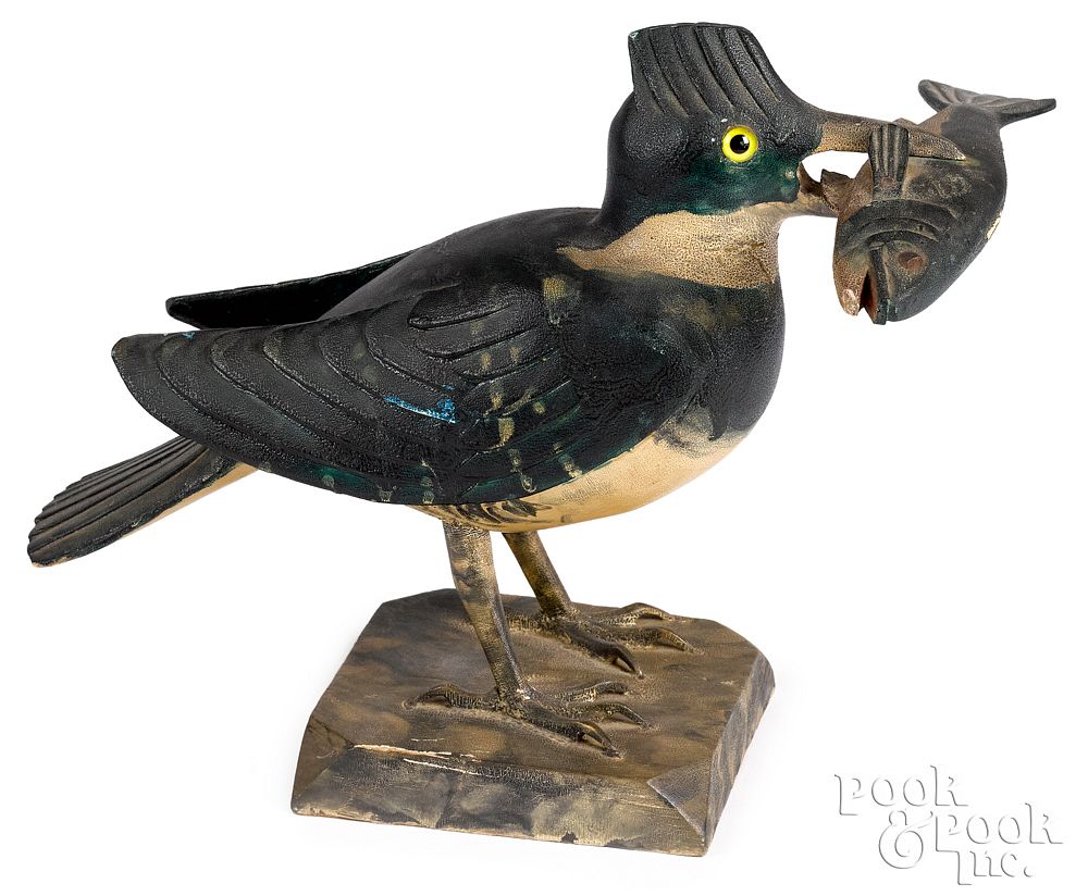 Appraisal: Maine carved and painted kingfisher Maine carved and painted kingfisher