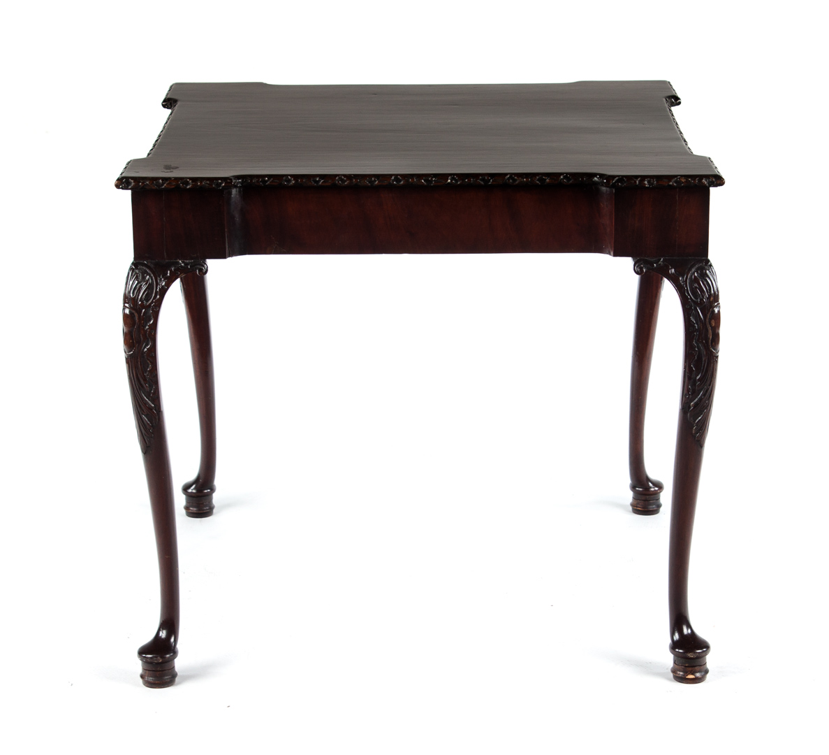 Appraisal: Chippendale style carved mahogany card table flat top with carved