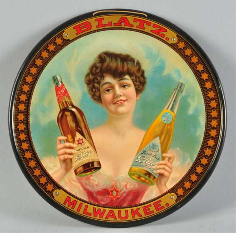 Appraisal: Tin Blatz Milwaukee Beer Advertising Sign Description Beautiful image of