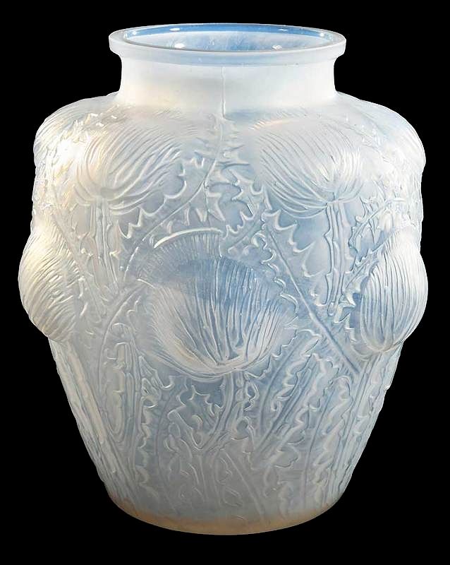 Appraisal: R Lalique Domremy Opalescent Glass Vase model introduced in model