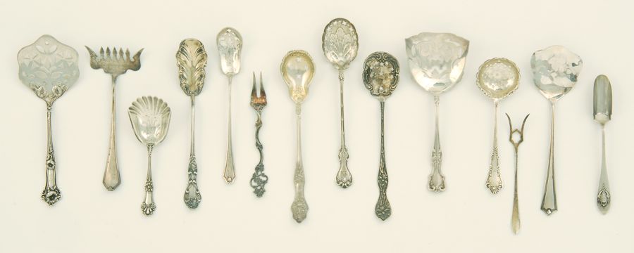 Appraisal: FOURTEEN STERLING SILVER SERVING PIECES By various makers including Alvin