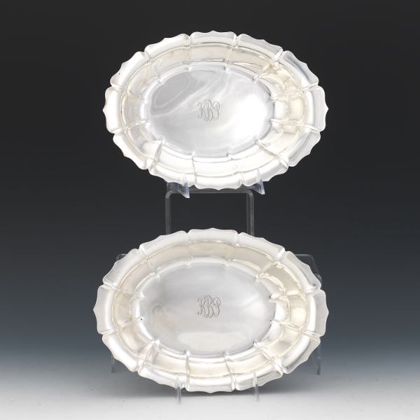 Appraisal: PAIR RICHARD DIMES CO STERLING SILVER OVAL SERVING DISHES IRISH