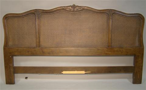 Appraisal: HENDREDON FRENCH STYLE WALNUT AND CANE HEADBOARD the king sized