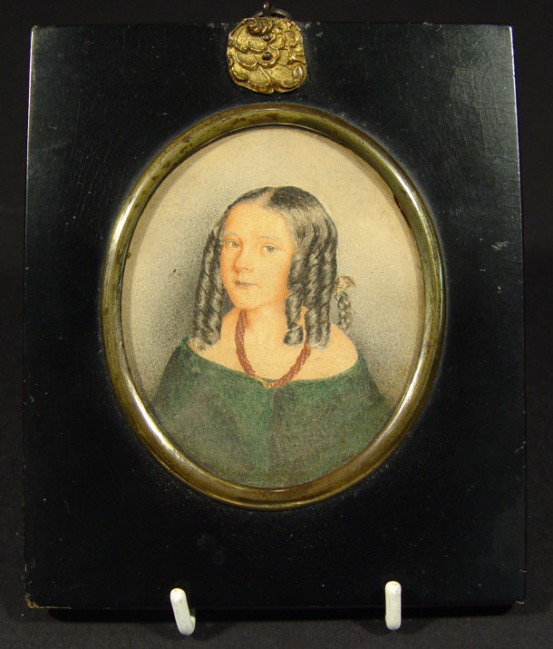 Appraisal: Early th Century oval portrait miniature onto paper of a