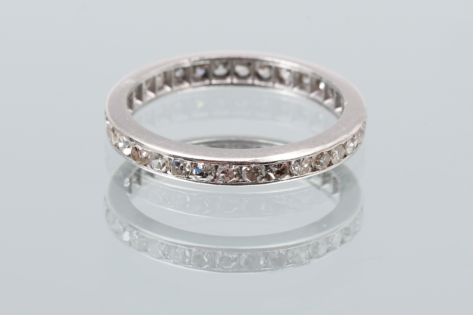 Appraisal: PLATINUM ART DECO DIAMOND BAND Platinum diamond band contains round