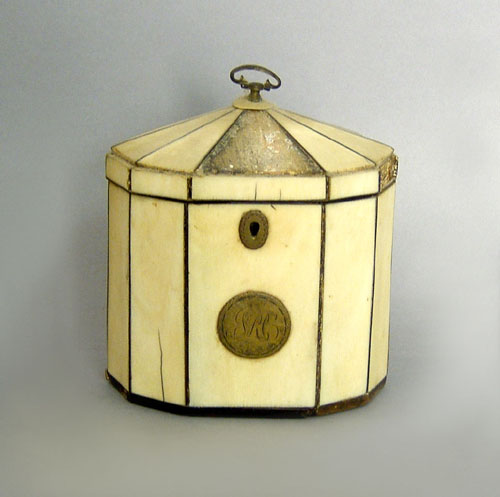 Appraisal: English bone tea caddy ca h w