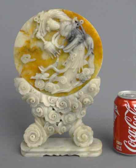 Appraisal: Asian part soapstone sculpture '' Ht