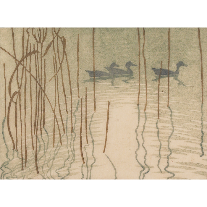 Appraisal: Norbertine Bresslern-Roth Austrian - Ducks in Reeds color linocut x