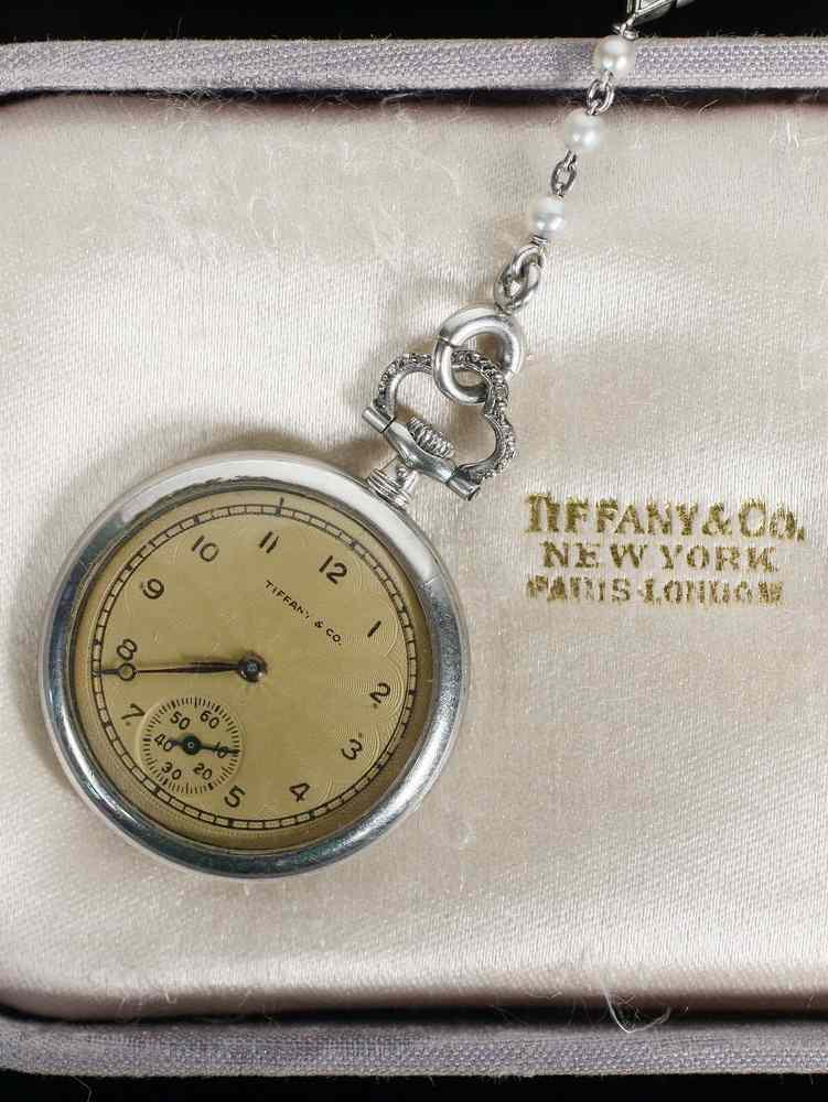 Appraisal: PENDANT WATCH - One lady's Tiffany Co white gold platinum