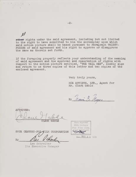 Appraisal: CLARK GABLE Typed letter signed by Gable sending the July