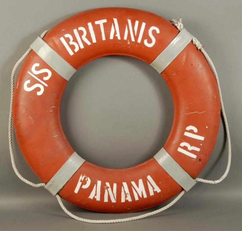 Appraisal: Britains-Chandris Line Life Ring Description Several splits to canvas Condition