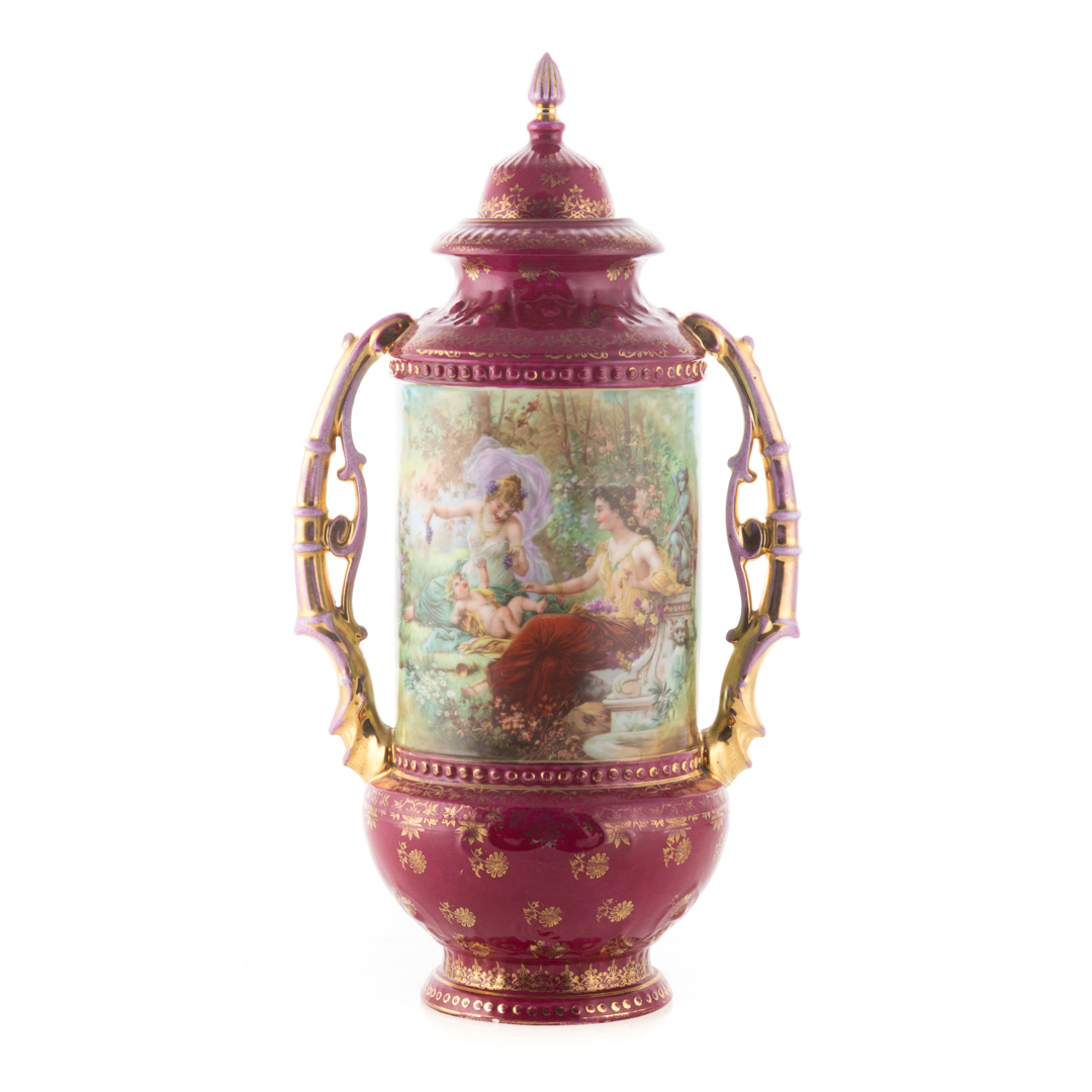 Appraisal: Vienna porcelain urn in H Condition gilt loss