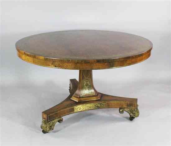 Appraisal: George Simson fl - A Regency brass inlaid rosewood breakfast