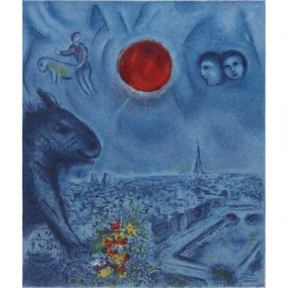 Appraisal: Marc Chagall French Russian - Color lithograph Paris Sun Pencil