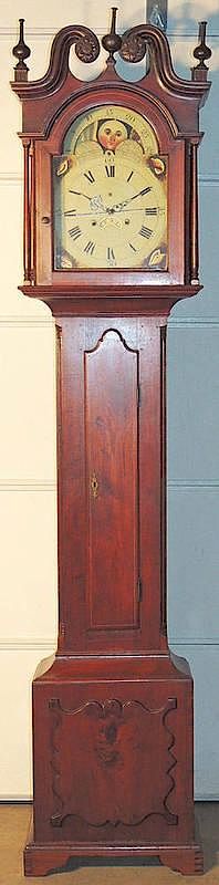 Appraisal: Delaware Valley Federal Tall-case Clock With inlaid walnut case broken-arch