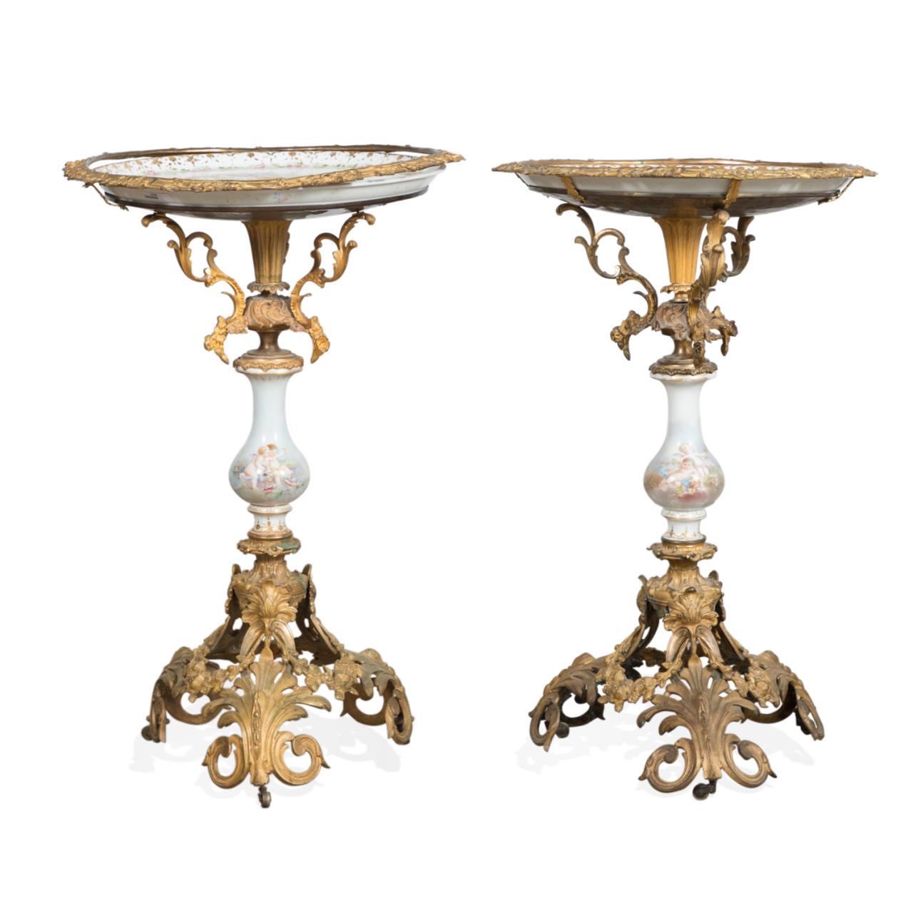 Appraisal: PAIR SEVRES STYLE GILT BRONZE GUERIDON TABLES Pair of French