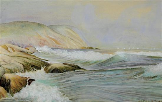 Appraisal: James Gale Tyler Connecticut - CRASHING WAVESgouache and pastel framed