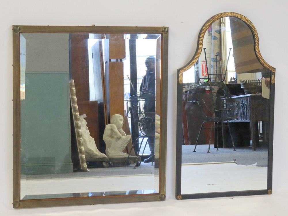 Appraisal: Lot Of Metal Mirrors a brass beveled and the other