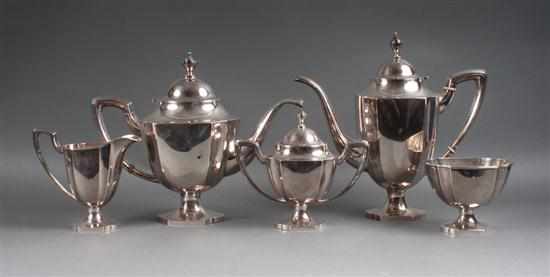 Appraisal: Chinese Export Queen Anne style weighted-silver five-piece tea and coffee